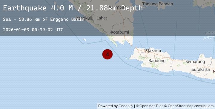 Map of Southwest of Sumatra, Indonesia
