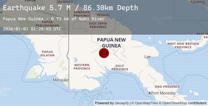 Map of New Guinea, Papua New Guinea