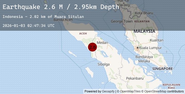 Map of Northern Sumatra, Indonesia