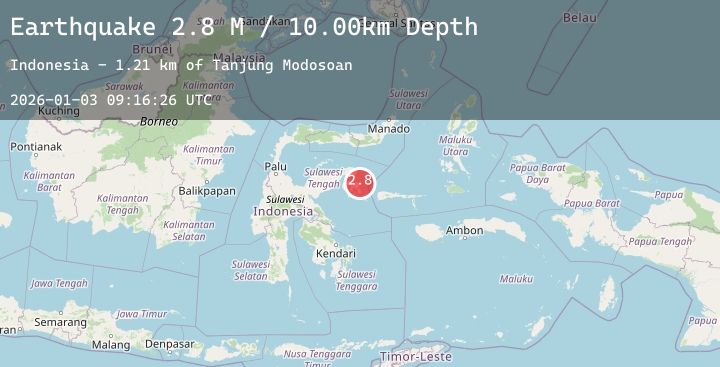 Map of Sulawesi, Indonesia