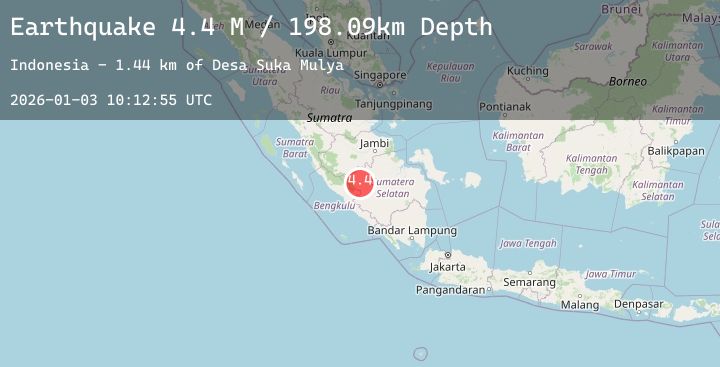 Map of Southern Sumatra, Indonesia