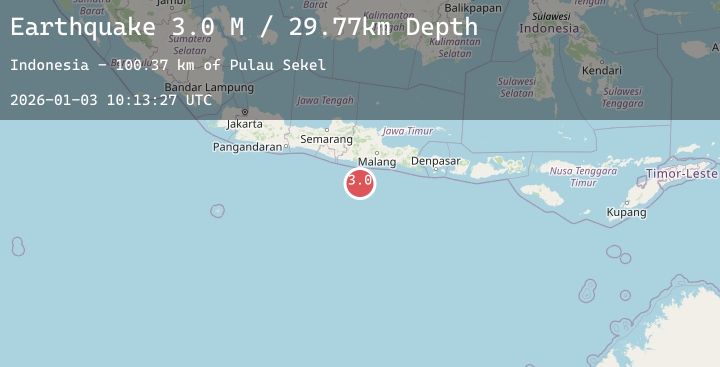 Map of South of Java, Indonesia