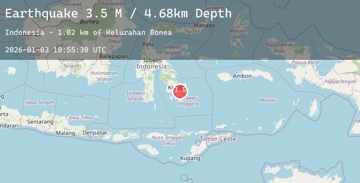 Map of Sulawesi, Indonesia