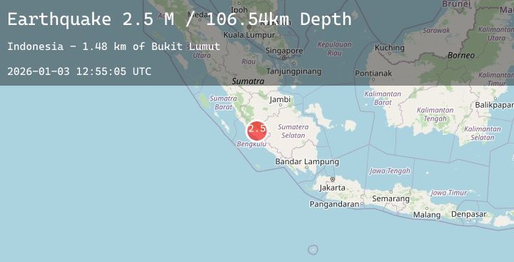 Map of Southern Sumatra, Indonesia