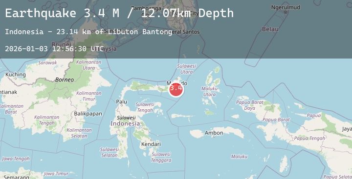 Map of Minahassa Peninsula, Sulawesi