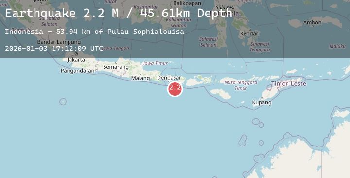 Map of South of Bali, Indonesia