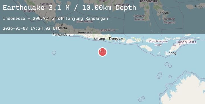Map of South of Java, Indonesia