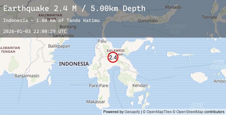 Map of Sulawesi, Indonesia