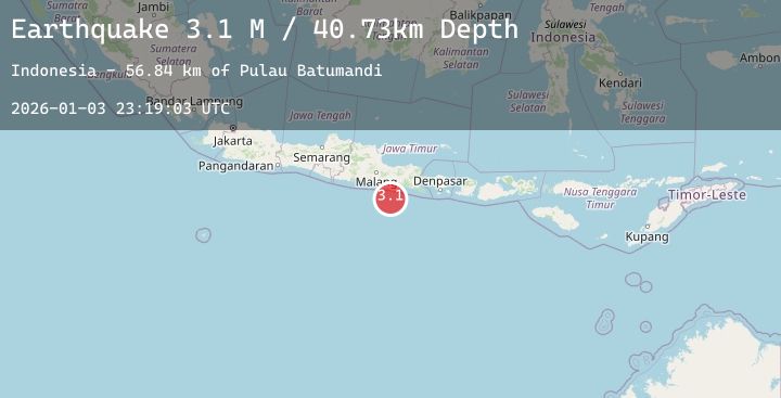 Map of South of Java, Indonesia
