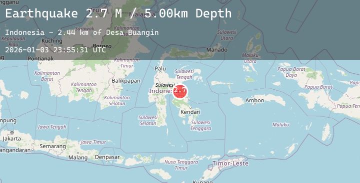 Map of Sulawesi, Indonesia