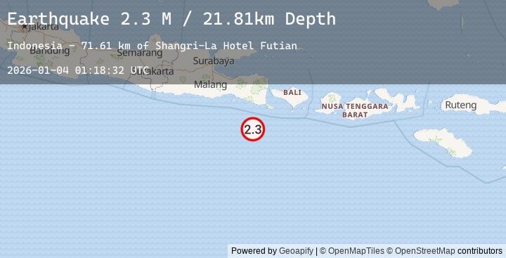 Map of South of Java, Indonesia