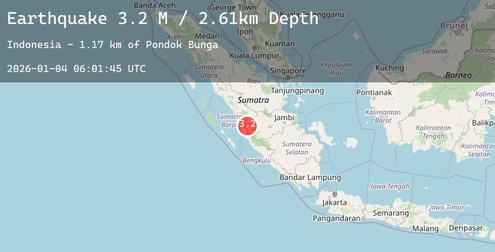 Map of Southern Sumatra, Indonesia