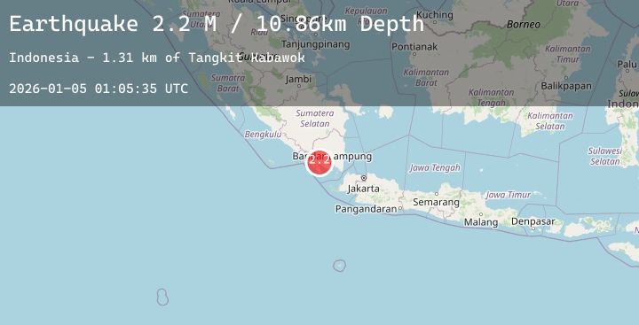 Map of Southern Sumatra, Indonesia