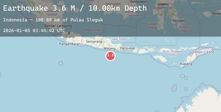 Map of South of Java, Indonesia