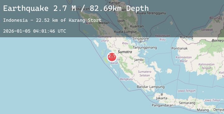 Map of Southern Sumatra, Indonesia
