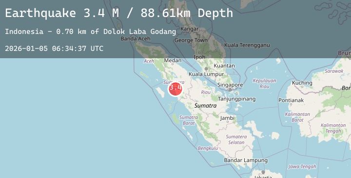 Map of Northern Sumatra, Indonesia