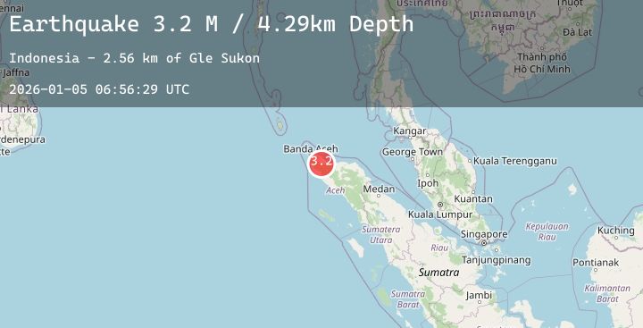 Map of Northern Sumatra, Indonesia