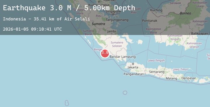 Map of Southern Sumatra, Indonesia