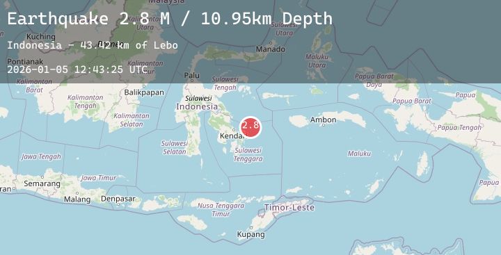 Map of Sulawesi, Indonesia