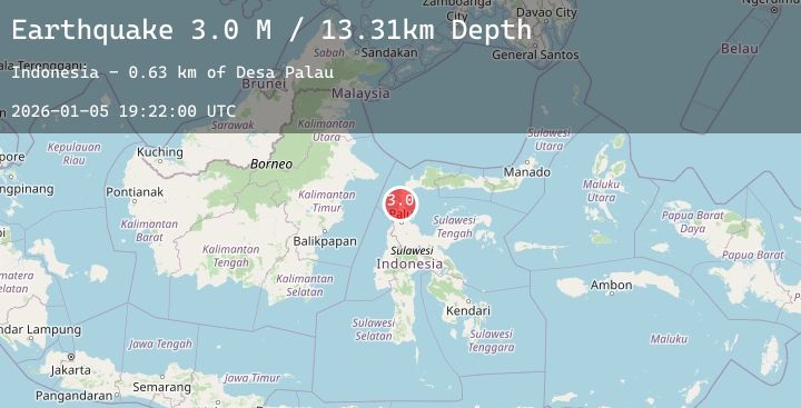 Map of Minahassa Peninsula, Sulawesi