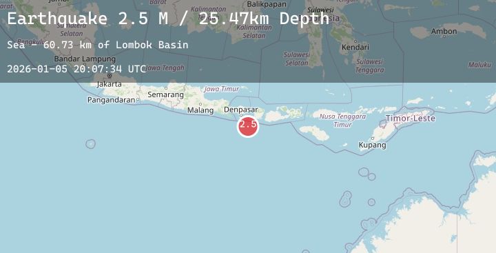 Map of South of Bali, Indonesia
