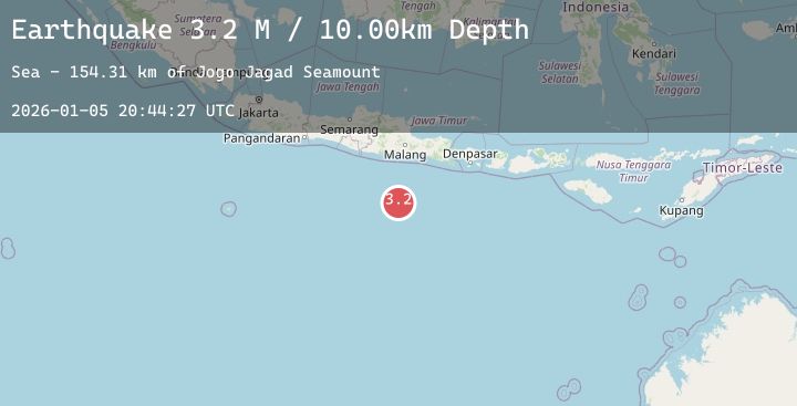 Map of South of Java, Indonesia