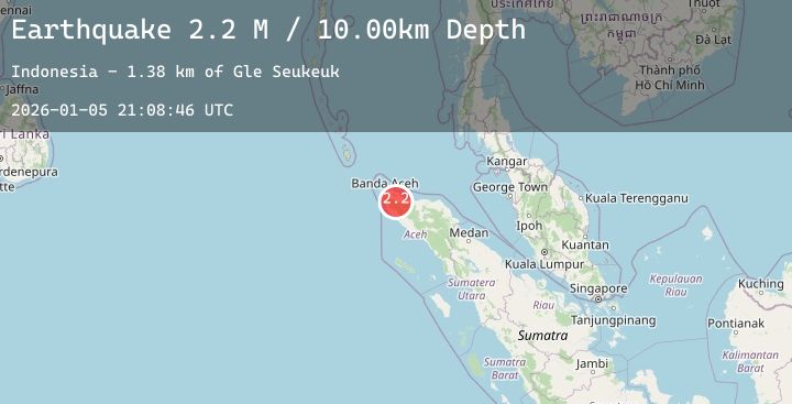 Map of Northern Sumatra, Indonesia