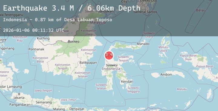 Map of Minahassa Peninsula, Sulawesi