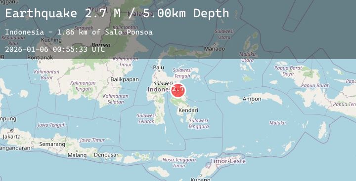 Map of Sulawesi, Indonesia