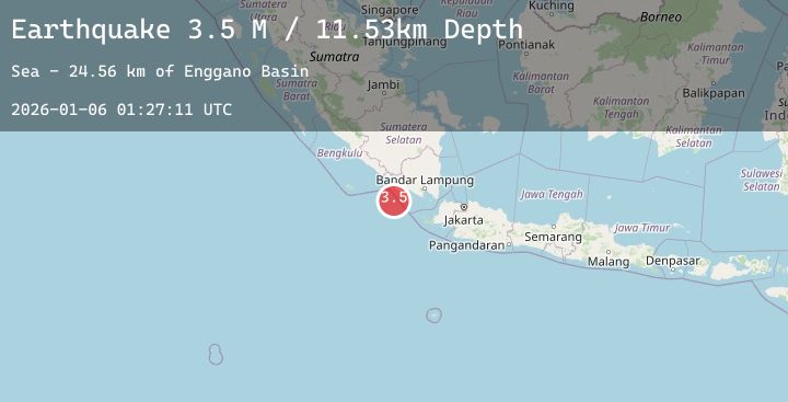 Map of Southern Sumatra, Indonesia
