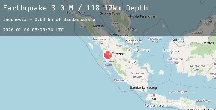 Map of Southern Sumatra, Indonesia