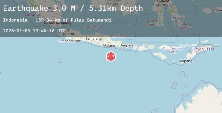 Map of South of Java, Indonesia