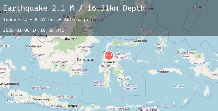 Map of Sulawesi, Indonesia