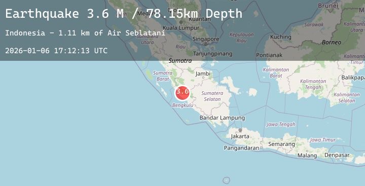 Map of Southern Sumatra, Indonesia