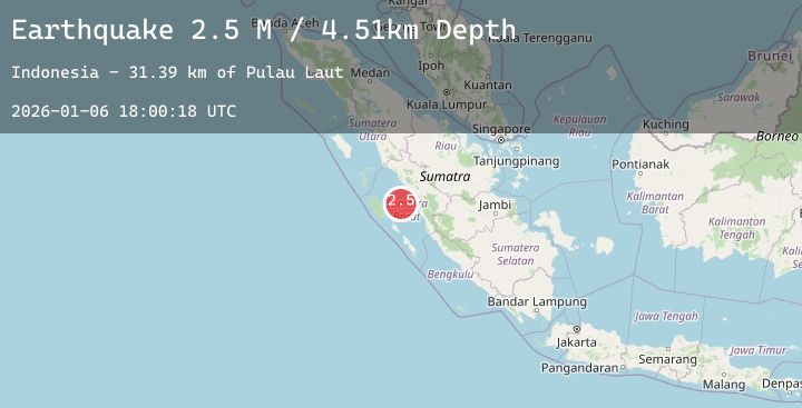 Map of Southern Sumatra, Indonesia