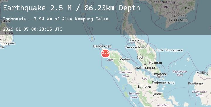Map of Northern Sumatra, Indonesia