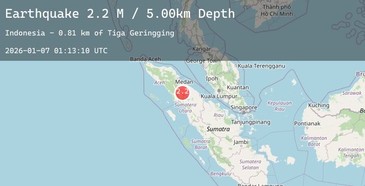 Map of Northern Sumatra, Indonesia