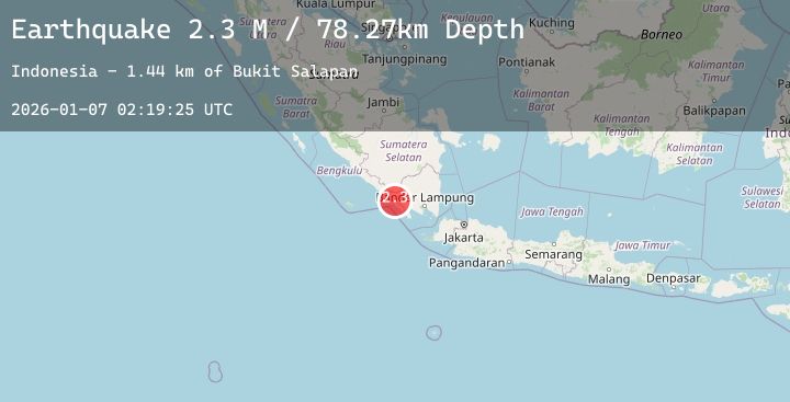 Map of Southern Sumatra, Indonesia
