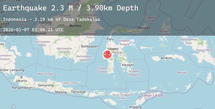 Map of Sulawesi, Indonesia