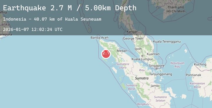 Map of Northern Sumatra, Indonesia