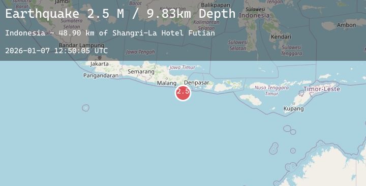 Map of South of Java, Indonesia