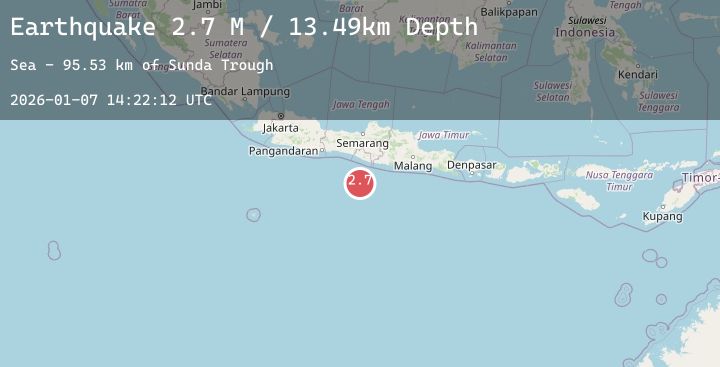 Map of South of Java, Indonesia
