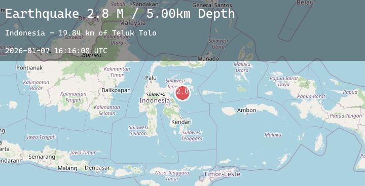 Map of Sulawesi, Indonesia