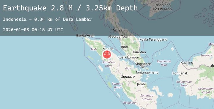 Map of Northern Sumatra, Indonesia