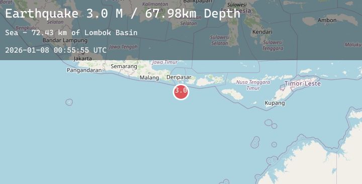 Map of South of Bali, Indonesia