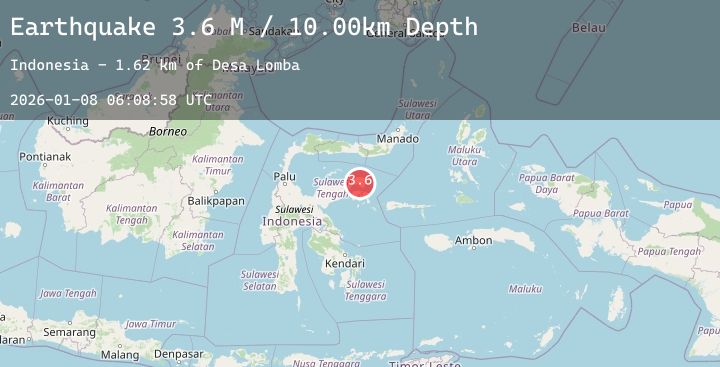 Map of Minahassa Peninsula, Sulawesi