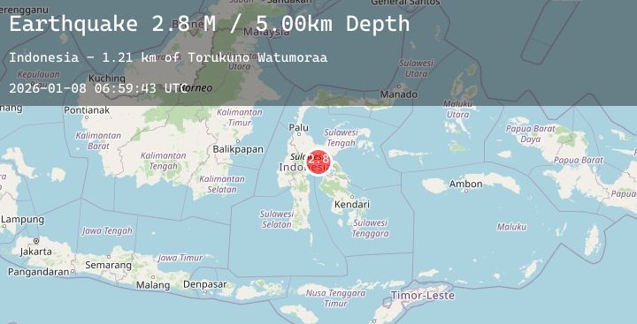 Map of Sulawesi, Indonesia