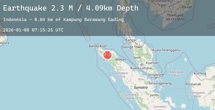 Map of Northern Sumatra, Indonesia