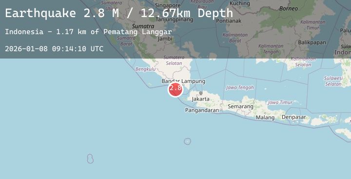 Map of Southern Sumatra, Indonesia