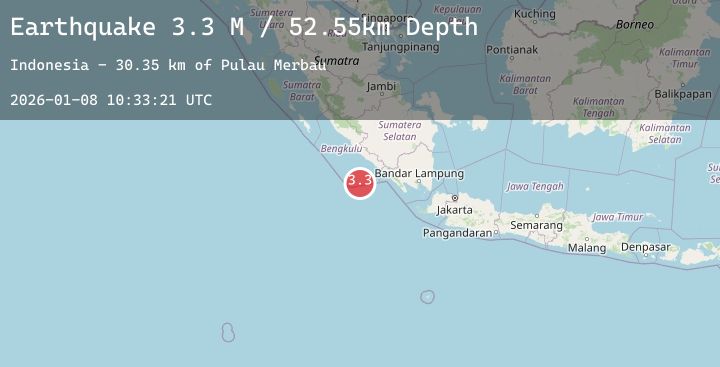 Map of Southern Sumatra, Indonesia